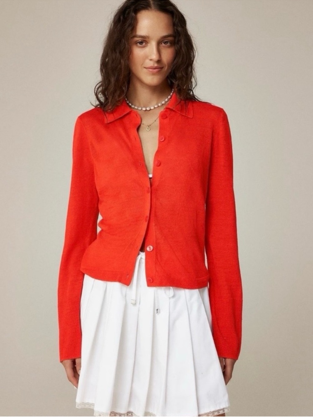 J. Crew Collared button-up sweater in linen